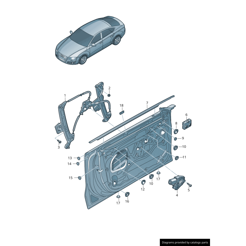 Régulateur de vitre latérale avant droite - Pièces d'origine Audi 4G8837462B