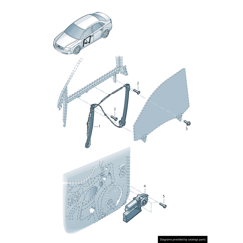 Régulateur de vitre latérale avant droite - Pièces d'origine Audi 8E0837462C