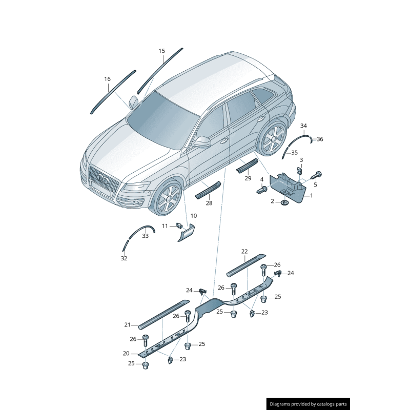 Élargissement d'aile avant droite coté passager - Pièces d'origine Audi 4L0853728BGRU.