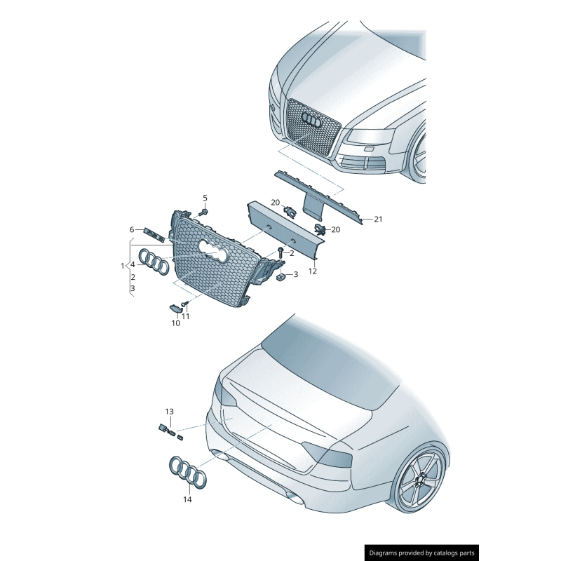 Emblème de calandre de badge avant RS5 Chrome - Pièces d'origine Audi 8T0853736B2ZZ
