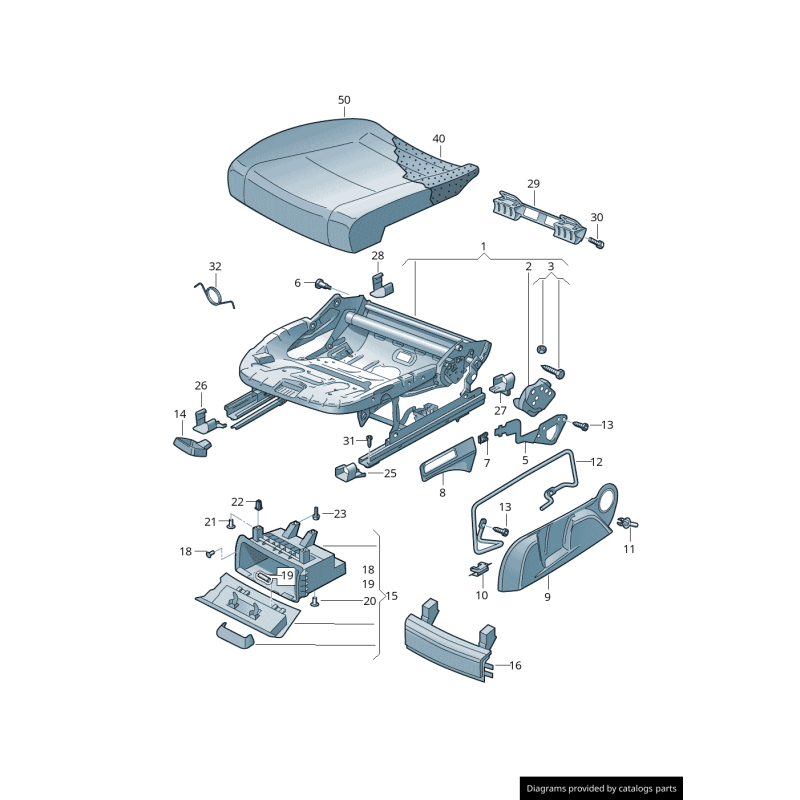 Garniture de capuchon d'extrémité de rail de siège avant - Pièces d'origine Audi 8P0881349B01C