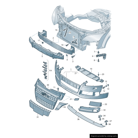 Bouclier avant S-Line coté conducteur avec grille de brouillard gauche - Pièces d'origine Audi 8J0807681B01C Bouclier avant S-Line coté conducteur avec grille de brouillard gauche - Pièces d'origine Audi 8J0807681B01C