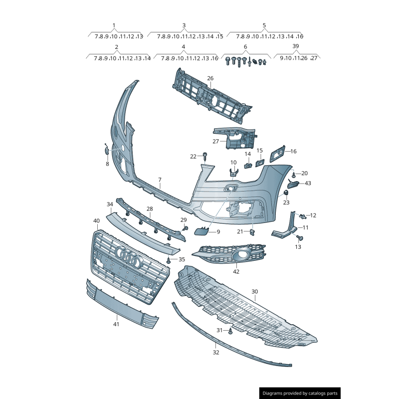 Capuchon de couverture de crochet de remorquage de pare-chocs avant S-Line - Pièces d'origine Audi 4G8807241AGRU