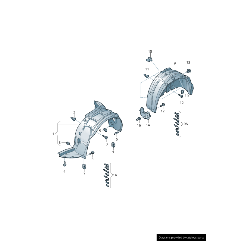 Protection de garde-boue avant gauche - Pièces d'origine Audi 8V5821171G
