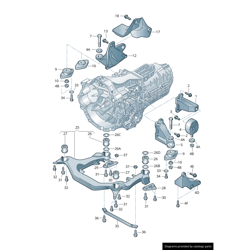 Silentbloc de support de berceau avant - Pièces d'origine Audi 8D0399415D