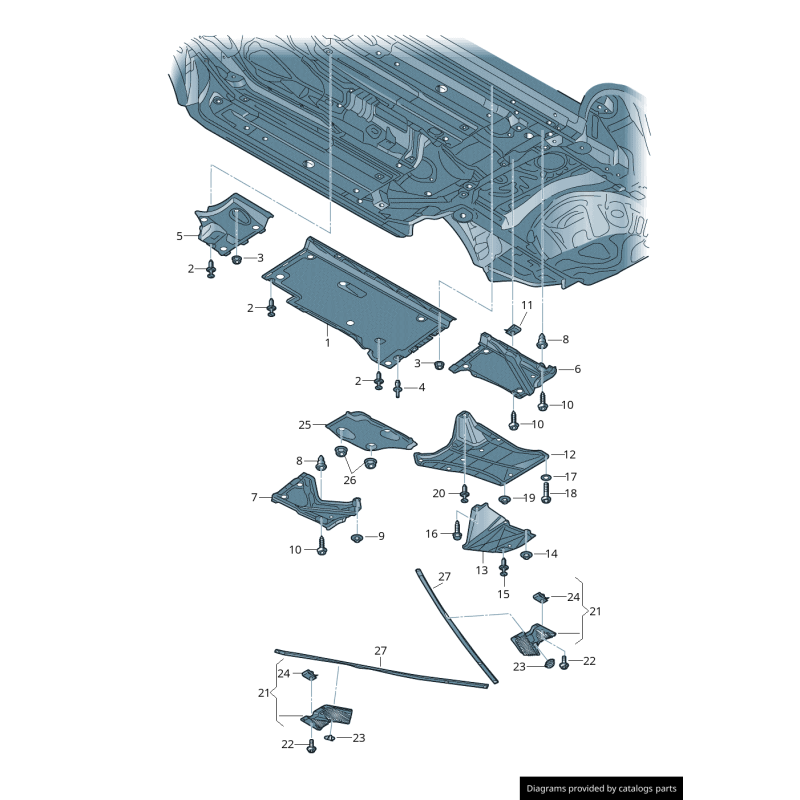 Couvercle de revêtement de la partie inférieure avant droite - Pièces d'origine Audi 4G0825216A