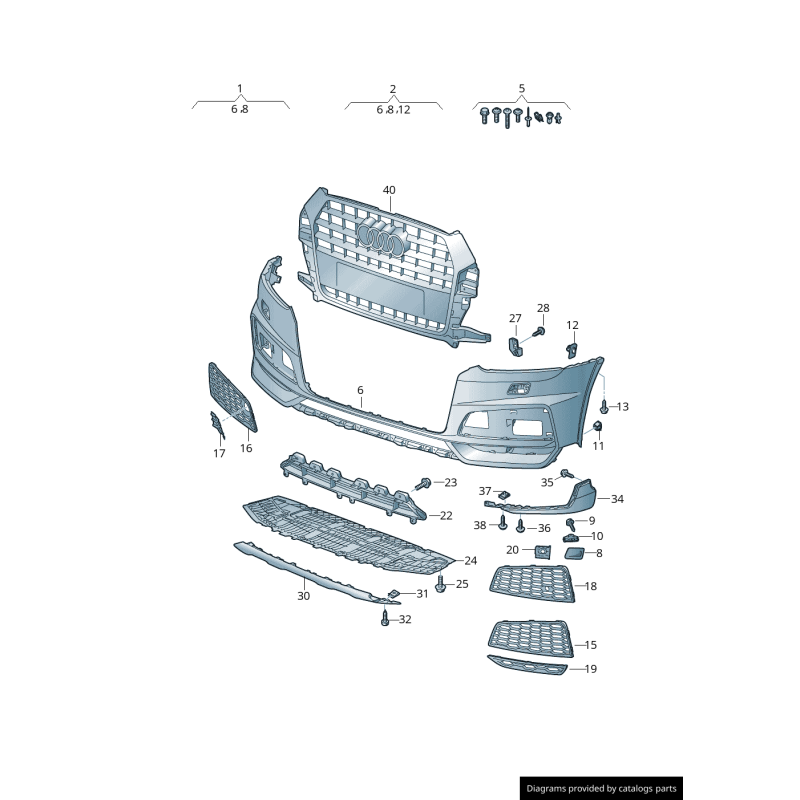 Cache élément de fermeture inférieur avant du moteur - Pièces d'origine Audi 8U0807233H