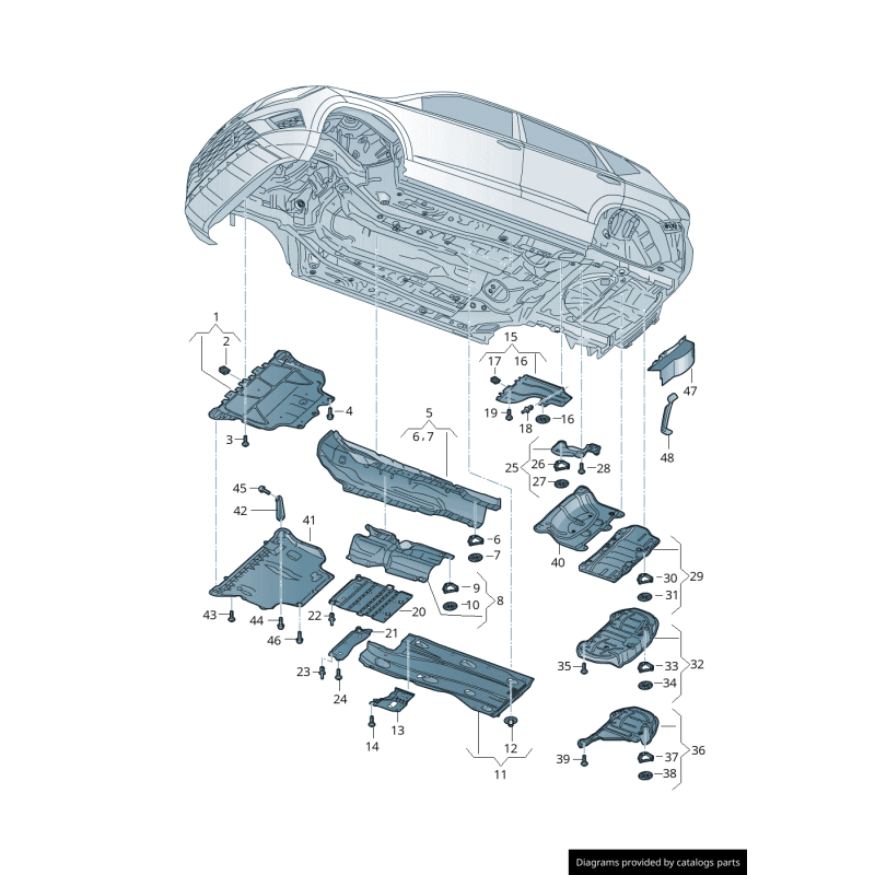 Protection de soubassement avant contre les chocs - Pièces d'origine Audi 3Q0825236C