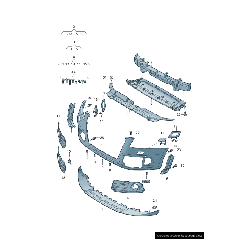 Couverture de panneau de choc supérieur avant noir - Pièces d'origine Audi 8R0807081A