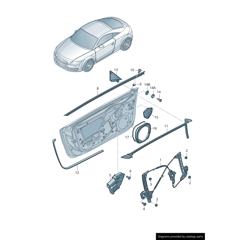 Garniture intérieure de porte supérieure avant gauche - Pièces d'origine Audi 8J0837637A
