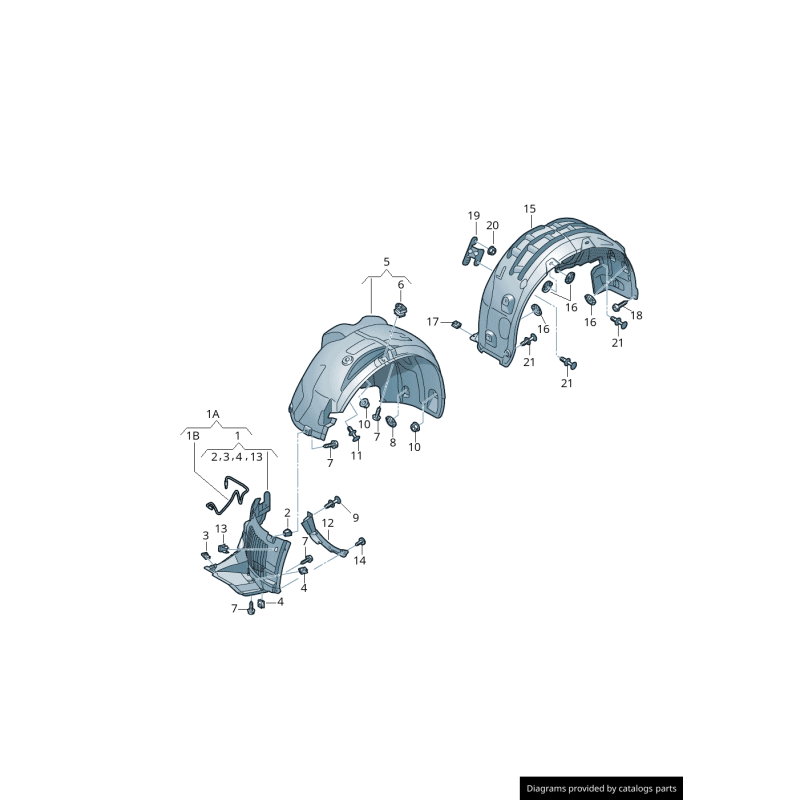 Protection de garniture intérieure d'aile avant droite - Pièces d'origine Audi 4G0821172C