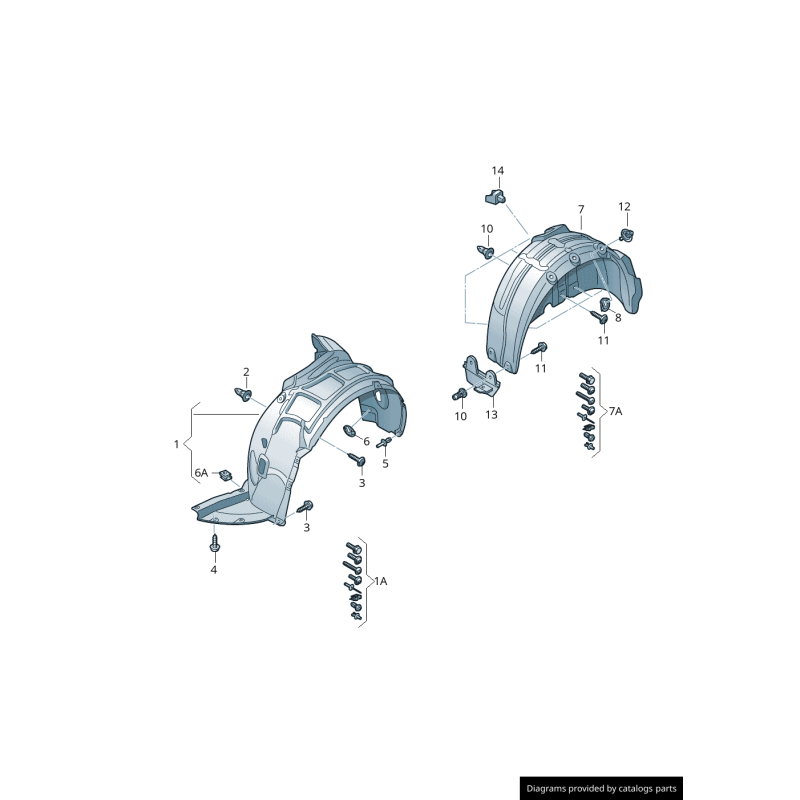 Garniture de couverture intérieure d'aile avant gauche coté conducteur - Pièces d'origine Audi 8V0821171M