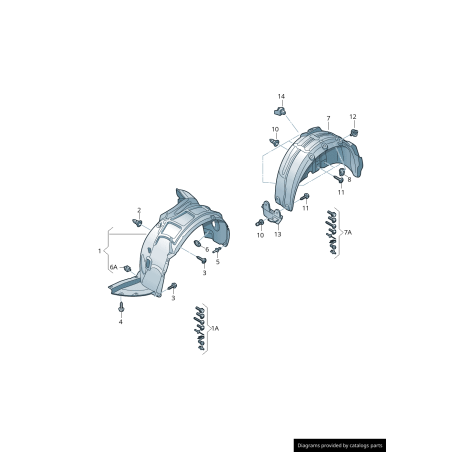 Garniture de couverture intérieure d'aile avant gauche coté conducteur - Pièces d'origine Audi 8V0821171M Garniture de couverture intérieure d'aile avant gauche coté conducteur - Pièces d'origine Audi 8V0821171M