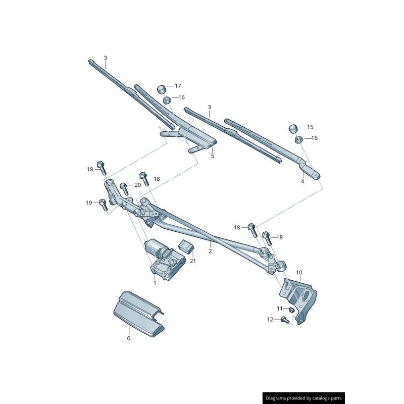 Capuchon de couverture de bras d'essuie-glace avant pour conduite à droite - Pièces d'origine Audi 4L2955205A1P9