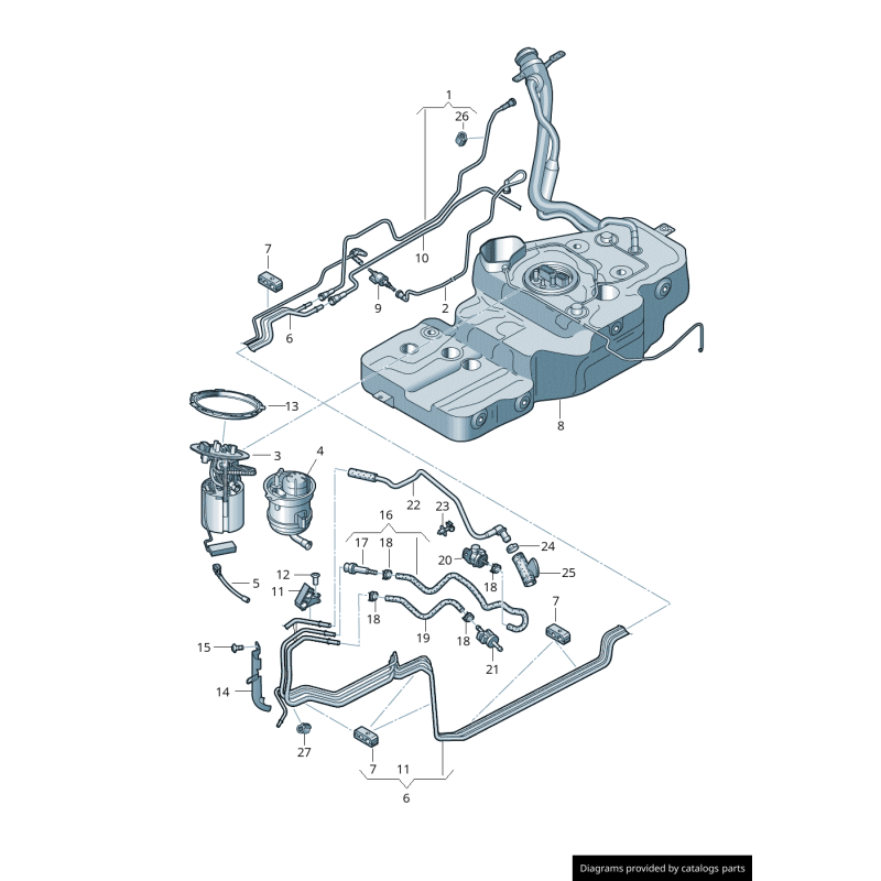 Plaque de protection de la ligne de carburant - Pièces d'origine Audi 8R0201192C