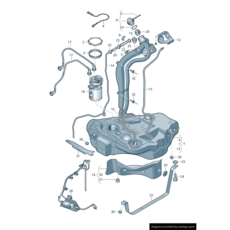 Bouchon de réservoir d'essence avec sangle de retenue - Pièces d'origine Audi 1K0201550AL