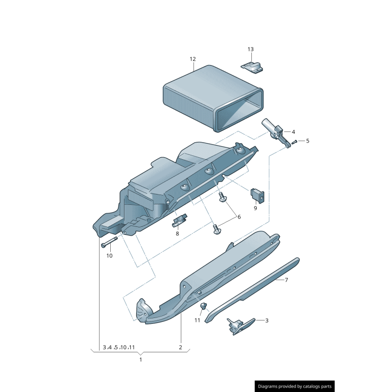 Compartiment de rangement de boîte à gants noir LHD - Pièces d'origine Audi 8J1857096C6PS