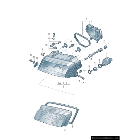 Kit de réparation de support de lampe de phare - Pièces d'origine Audi 8L0998121 Kit de réparation de support de lampe de phare - Pièces d'origine Audi 8L0998121