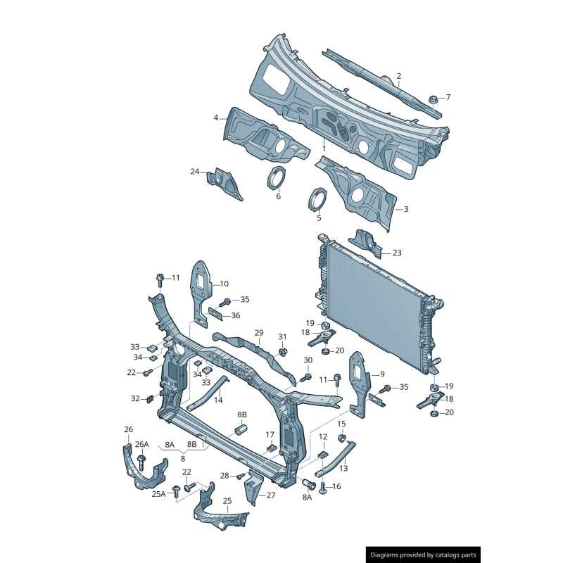 Support de fixation de phare droit coté passager - Pièces d'origine Audi 8T0805608D