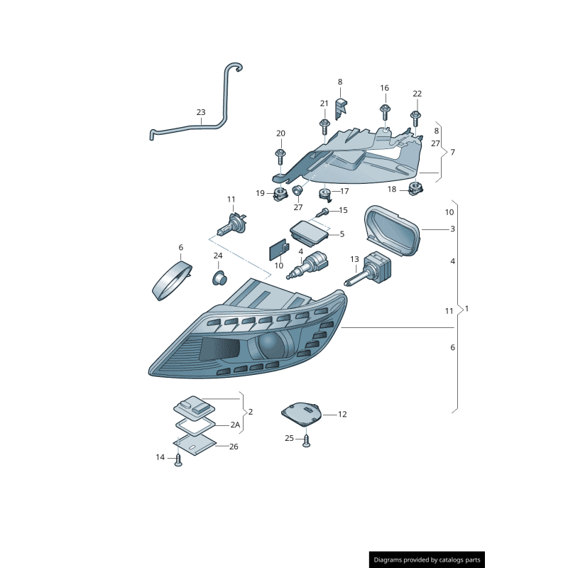 Support de fixation de support de phare avant gauche - Pièces d'origine Audi 4L0941613B