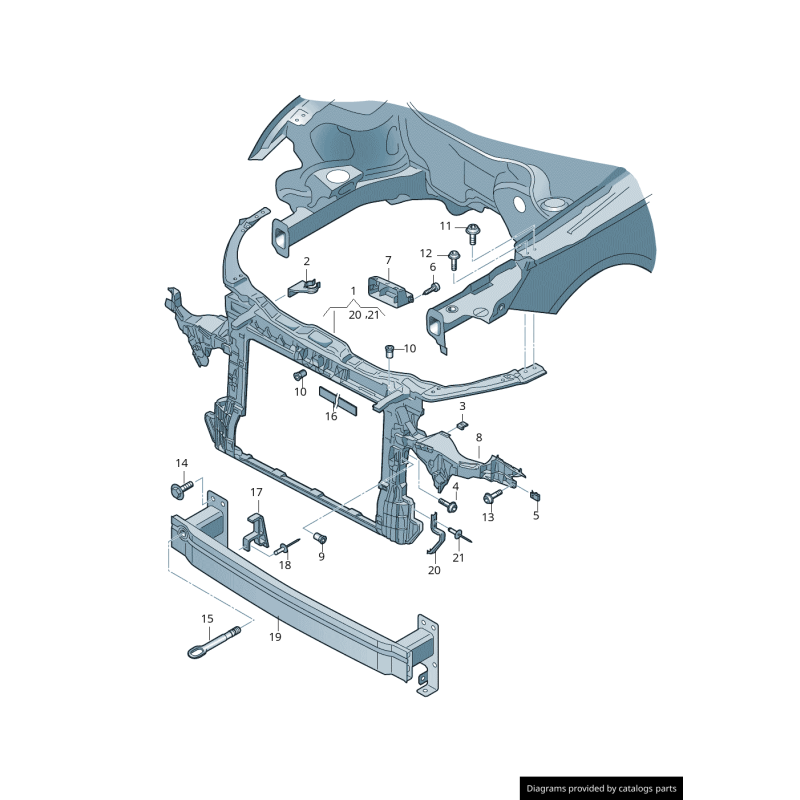 Support de fixation de support de phare avant gauche - Pièces d'origine Audi 8X0805607