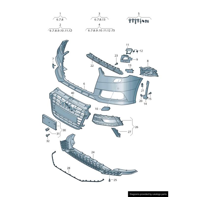 Cache de couvercle de lave-phare gauche coté conducteur - Pièces d'origine Audi 8XA807753AGRU