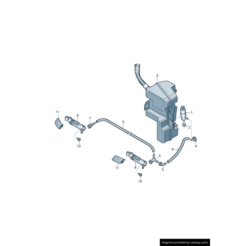 Cylindre de levage de lave-phare avec jet de pulvérisation - Pièces d'origine Audi 8U0955101