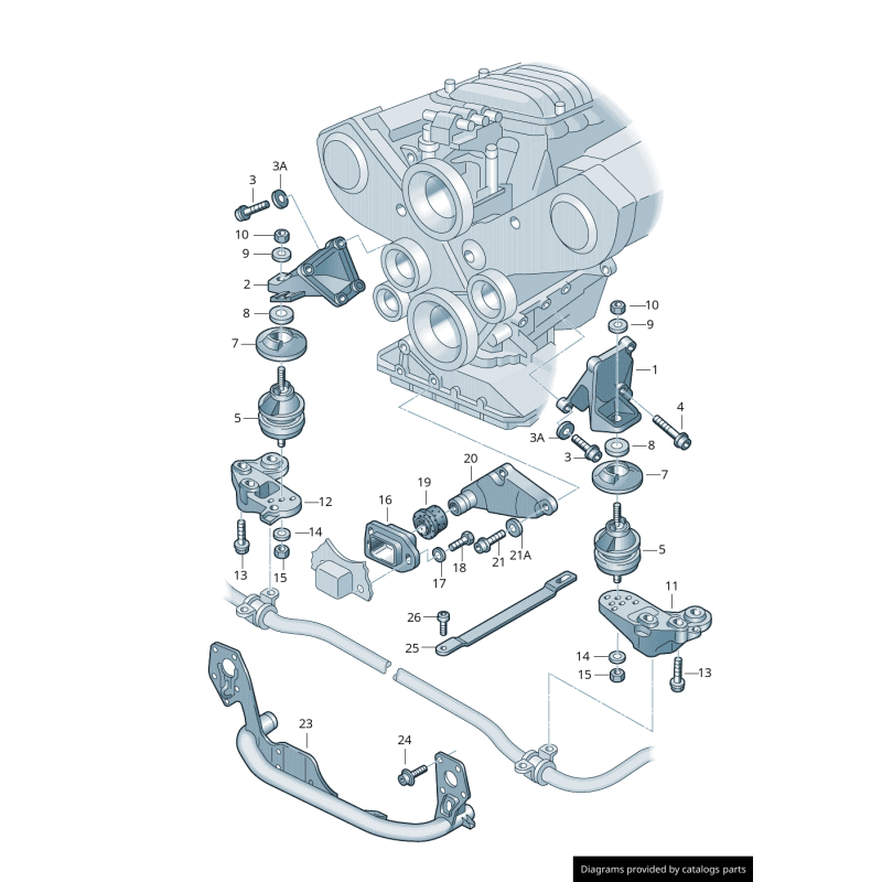 Support de montage de moteur à roulement hydraulique gauche coté conducteur - Pièces d'origine Audi 8E0199379BL
