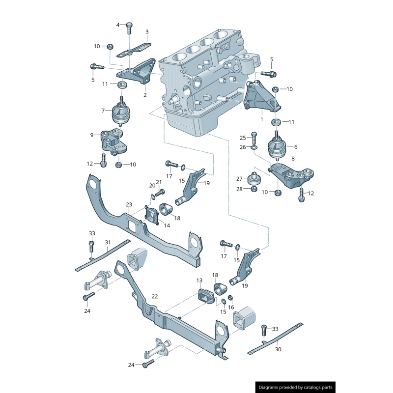 Support de montage de moteur à roulement hydraulique gauche coté conducteur - Pièces d'origine Audi 8E0199379BF