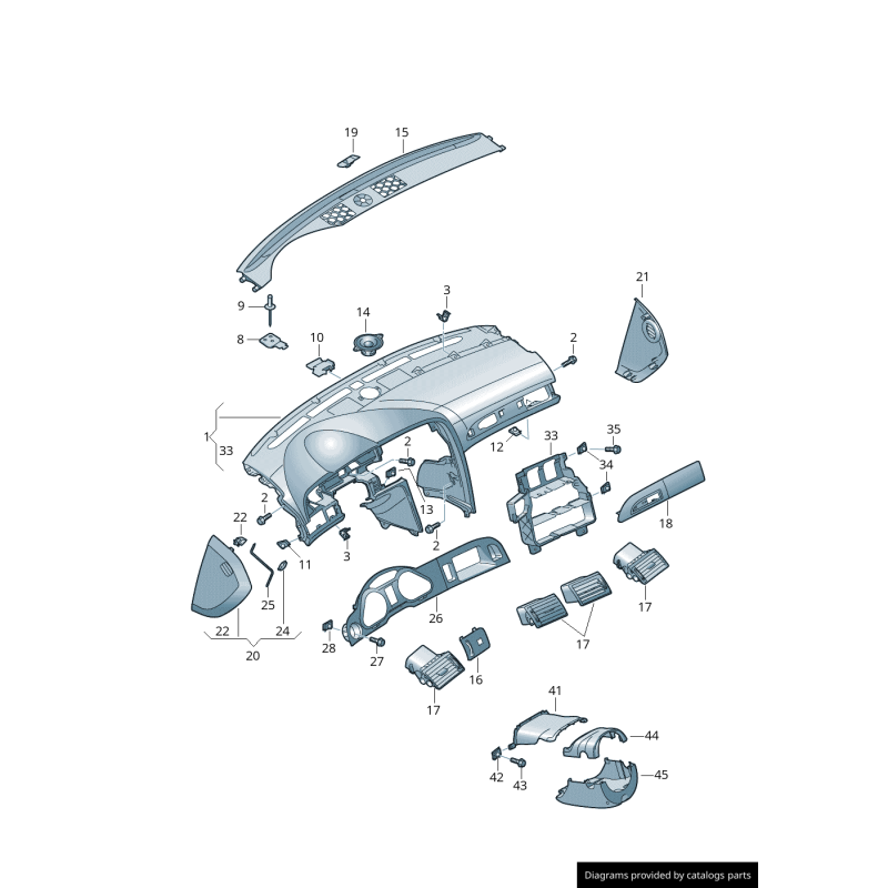 Garniture de l'affichage de navigation du groupe d'instruments - Pièces d'origine Audi 4F1857115FR66 pour conduite à gauche.