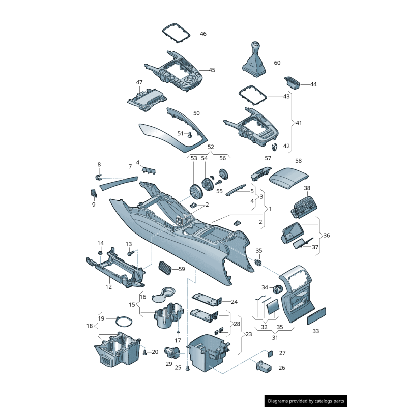Garniture de console centrale intérieure - Pièces d'origine Audi 8R0863305TQP8