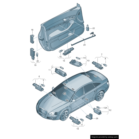 Barre de lumière intérieure de porte droite coté passager - Pièces d'origine Audi 4F0919177A Barre de lumière intérieure de porte droite coté passager - Pièces d'origine Audi 4F0919177A