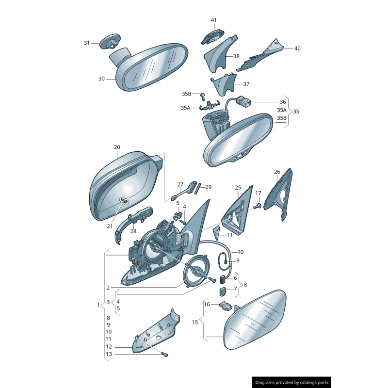 Garniture de rétroviseur intérieur noir satiné - Pièces d'origine Audi 8U08575934PK