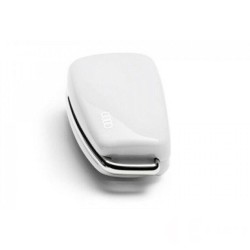 Coque de clé de voiture avec logo en anneaux de couleur blanc glacier - Pièces d'origine Audi 8V0071208BS9R