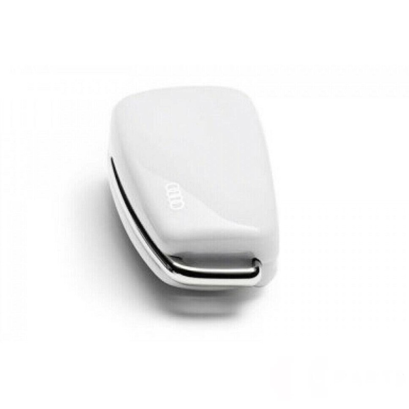Coque de clé de voiture avec logo en anneaux de couleur blanc glacier - Pièces d'origine Audi 8V0071208BS9R