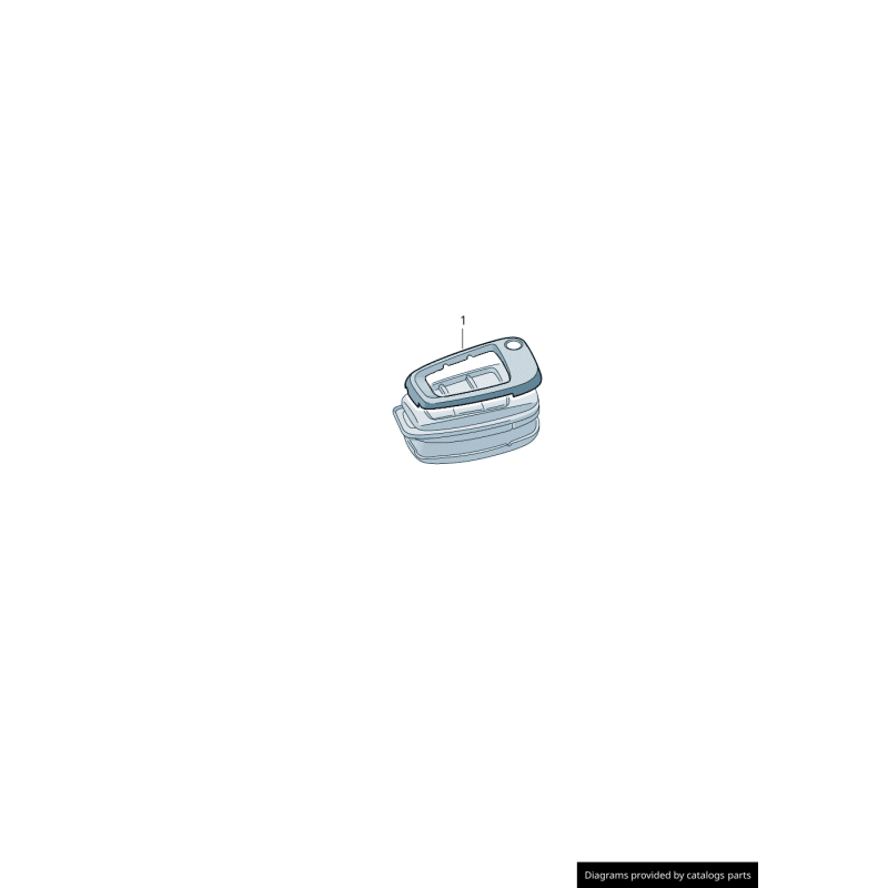 Coque de clé de voiture avec logo en anneaux de couleur blanc glacier - Pièces d'origine Audi 8V0071208BS9R