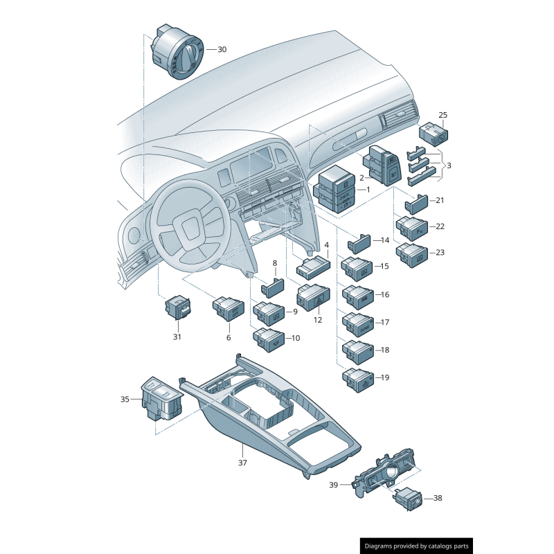 Interrupteur d'avertissement d'assistance de changement de voie - Pièces d'origine Audi 4F09274515PR Interrupteur d'avertissement d'assistance de changement de voie - Pièces d'origine Audi 4F09274515PR