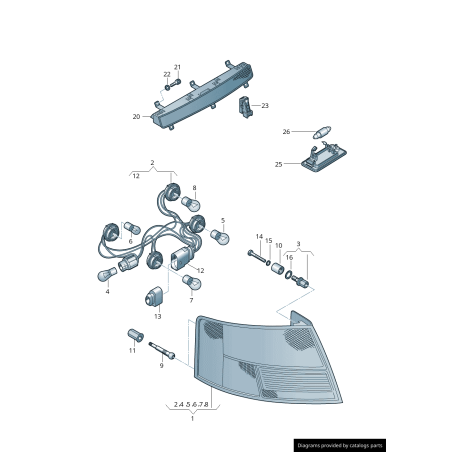 Feux arrière à LED pour Audi, ensemble de deux pièces côté gauche et côté droit - Pièces d'origine Audi 8H0945096D/8H0945095D Feux arrière à LED pour Audi, ensemble de deux pièces côté gauche et côté droit - Pièces d'origine Audi 8H0945096D/8H0945095D