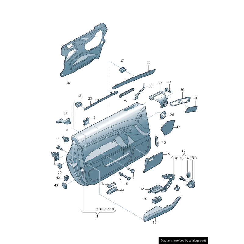 Panneau de garniture de commutateur de poignée de porte gauche noir - Pièces d'origine Audi 4F2867161A6PS