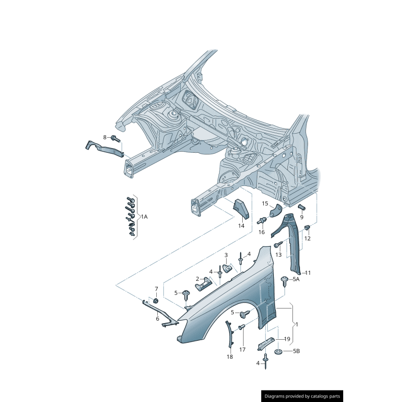 Support de l'aile avant gauche - Pièces d'origine Audi 8T0821467A