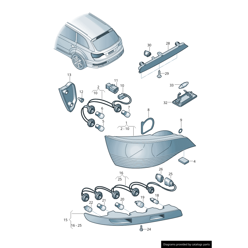 Assemblage de lumière de plaque d'immatriculation à LED côté gauche - Pièces d'origine Audi 4H0943021