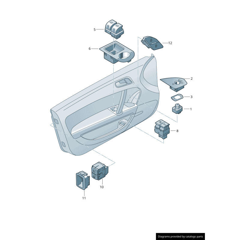 Garniture de régulateur de vitre électrique de porte gauche coté conducteur RHD - Pièces d'origine Audi 8J2959521H77