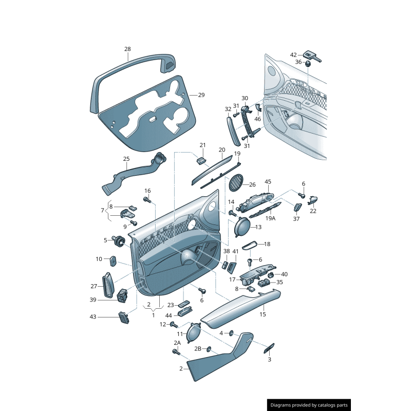 Garniture inférieure de poignée de porte gauche côté conducteur noire - Pièces d'origine Audi 4L2867171H77