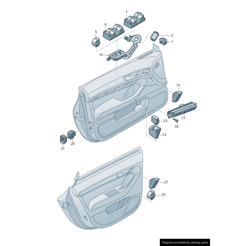 Interrupteur de mémoire de siège de porte gauche coté conducteur noir - Pièces d'origine Audi 4F1959769A5PR