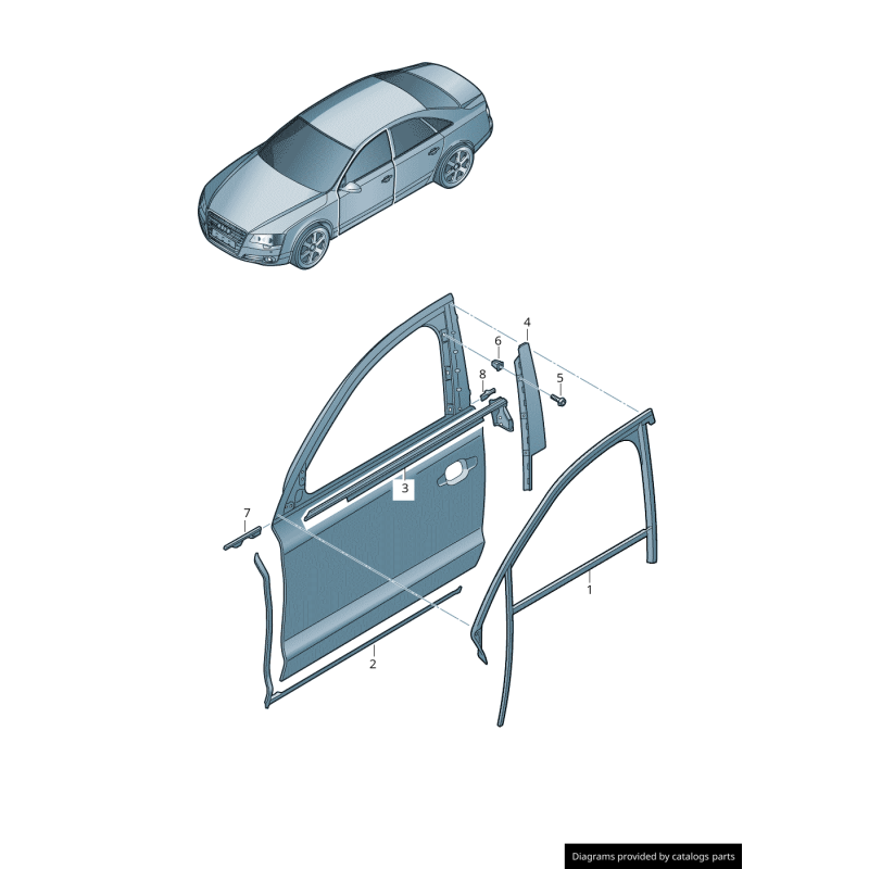 Garniture de pilier B de porte avant gauche coté conducteur en noir brillant - Pièces d'origine Audi 4H0837901B5FQ