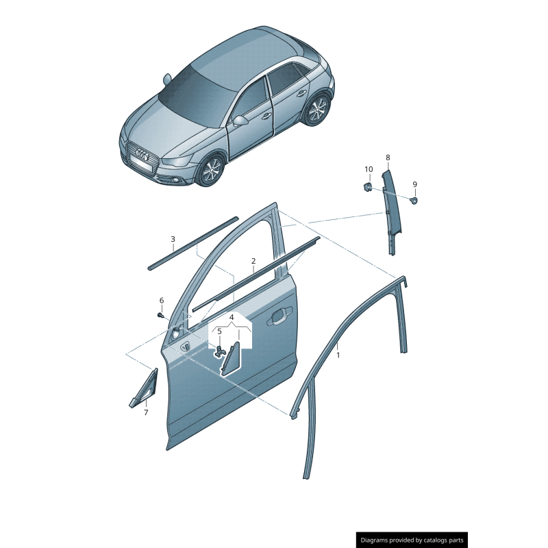 Garniture de couverture de pilier B de porte avant gauche coté conducteur en noir brillant - Pièces d'origine Audi 8X4837901E5FQ