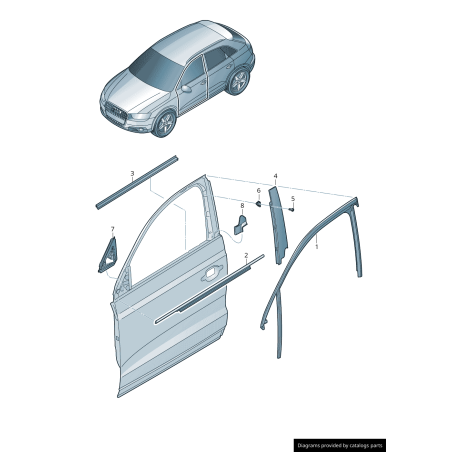 Garniture de pilier de porte avant gauche coté conducteur en noir brillant - Pièces d'origine Audi 8U0837901C5FQ Garniture de pilier de porte avant gauche coté conducteur en noir brillant - Pièces d'origine Audi 8U0837901C5FQ