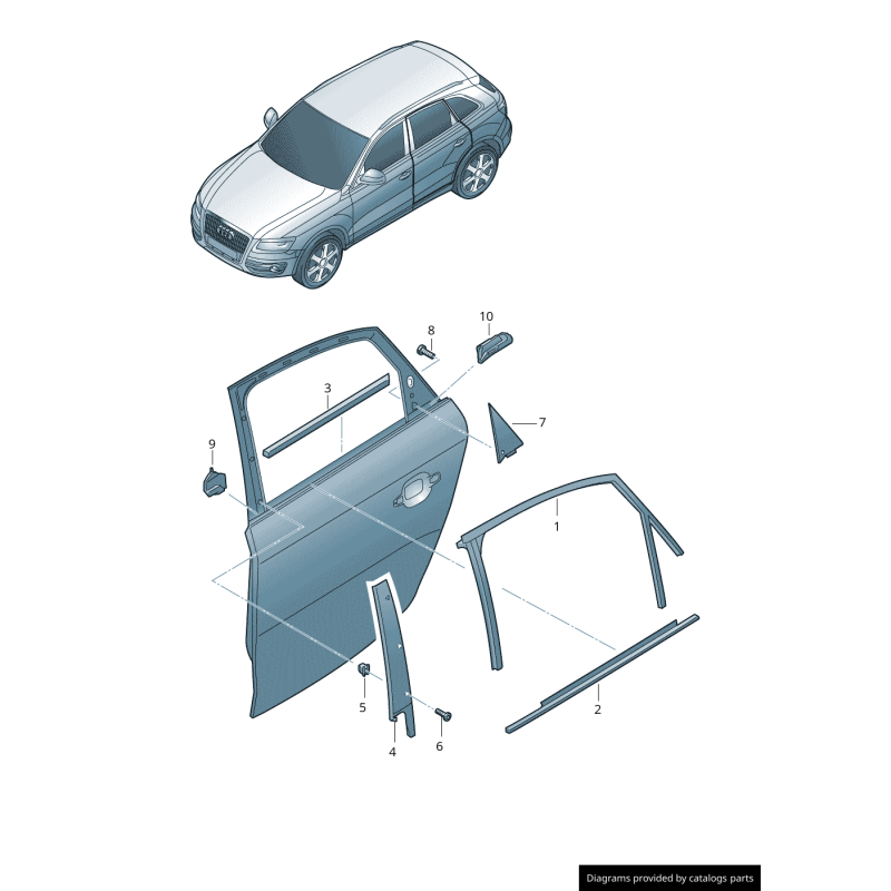 Garniture de pilier de porte arrière gauche coté conducteur en noir brillant - Pièces d'origine Audi 8R0839901M5FQ