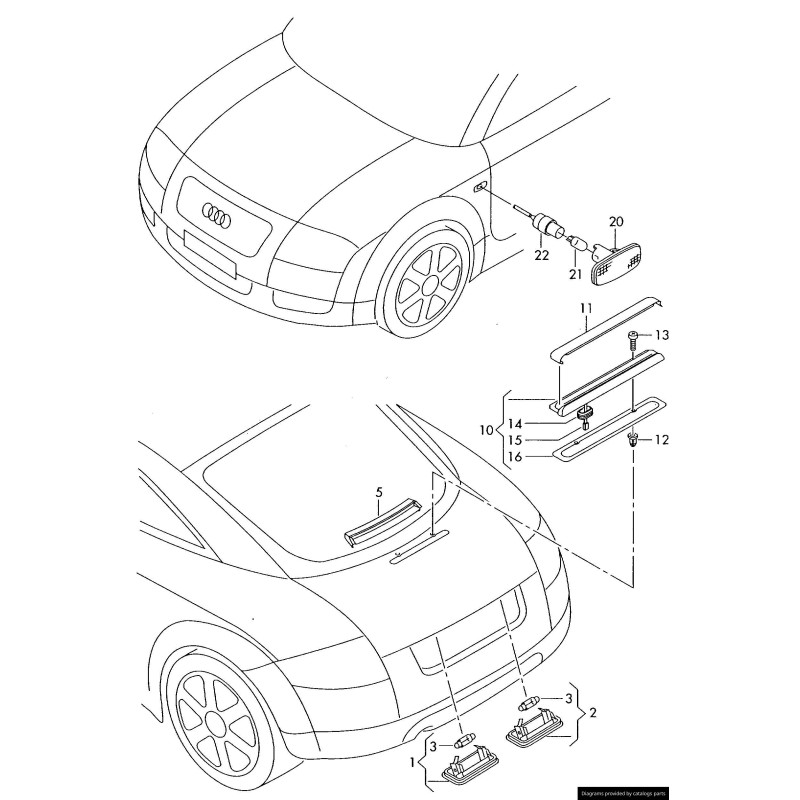Couvercle de lentille de lumière de plaque d'immatriculation arrière gauche coté conducteur - Pièces d'origine Audi 8N0943021A