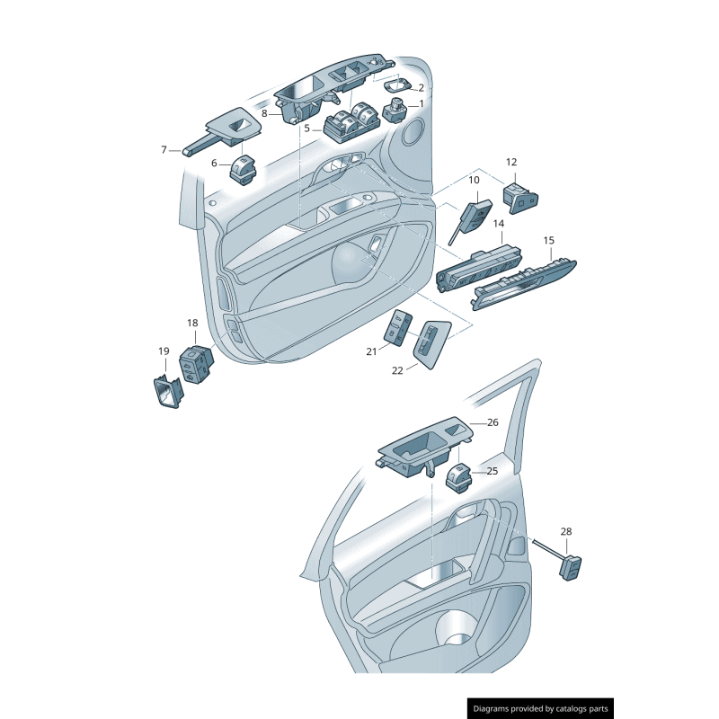 Interrupteur de mémoire de siège gauche coté conducteur garniture noire - Pièces d'origine Audi 4L0959527AH77